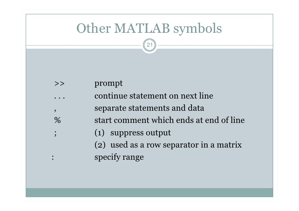 symbol in matlab